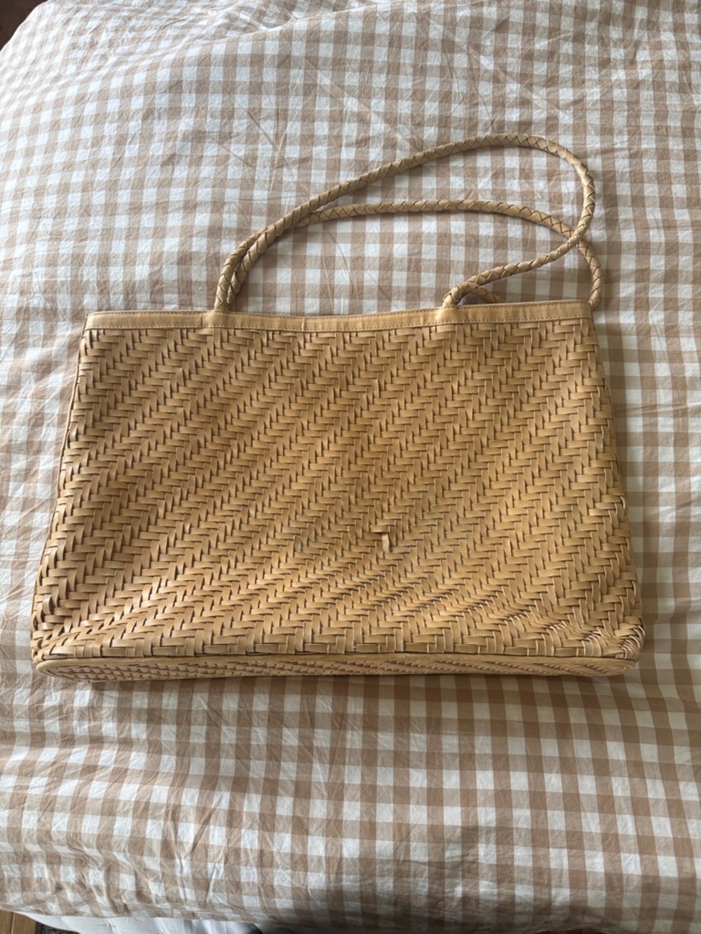 Woven Bembien Shoulder Bag in Natural Tan